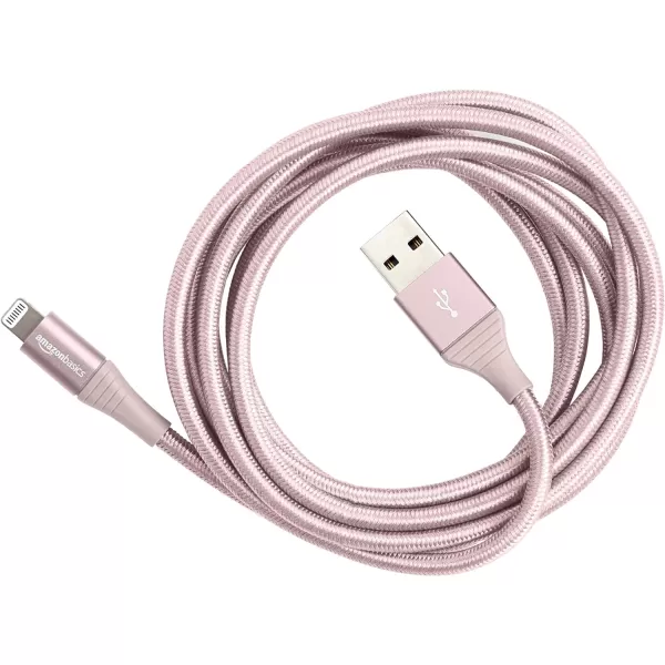 Amazon Basics USBA to Lightning Charger Cable Nylon Braided Cord MFi Certified for Apple iPhone 14 13 12 11 X Xs Pro Pro Max Plus iPad 10000 Bend Lifespan 6 Foot Dark GrayRose Gold 6 ft 1Pack