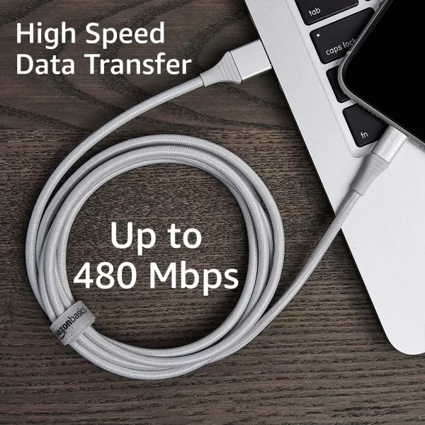 Amazon Basics USBA to Lightning Charger Cable Nylon Braided Cord MFi Certified for Apple iPhone 14 13 12 11 X Xs Pro Pro Max Plus iPad 10000 Bend Lifespan 6 Foot Dark GraySilver 6 ft 1Pack