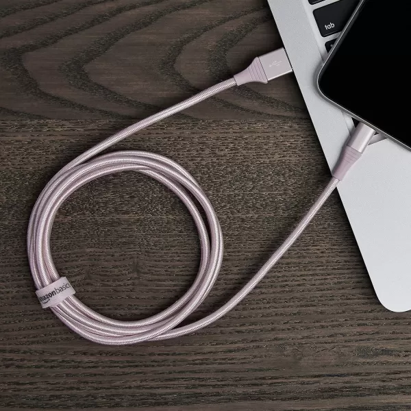 Amazon Basics USBA to Lightning Charger Cable Nylon Braided Cord MFi Certified for Apple iPhone 14 13 12 11 X Xs Pro Pro Max Plus iPad 10000 Bend Lifespan 6 Foot Dark GrayRose Gold 6 ft 1Pack
