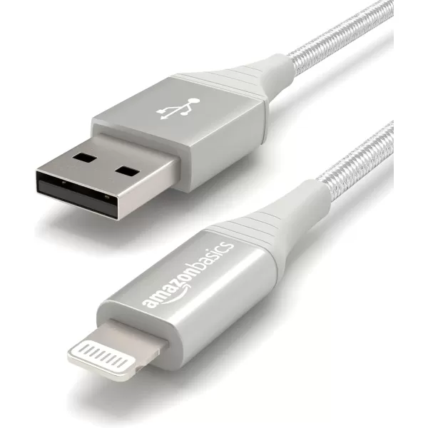 Amazon Basics USBA to Lightning Charger Cable Nylon Braided Cord MFi Certified for Apple iPhone 14 13 12 11 X Xs Pro Pro Max Plus iPad 10000 Bend Lifespan 6 Foot Dark GraySilver 6 ft 1Pack