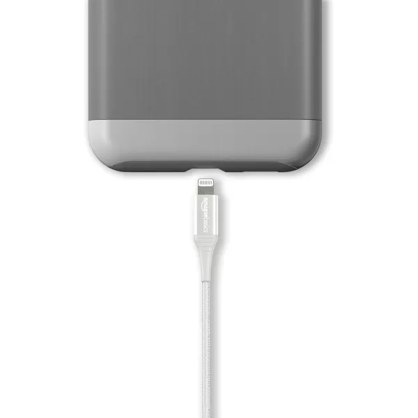 Amazon Basics USBA to Lightning Charger Cable Nylon Braided Cord MFi Certified for Apple iPhone 14 13 12 11 X Xs Pro Pro Max Plus iPad 10000 Bend Lifespan 6 Foot Dark GraySilver 6 ft 1Pack