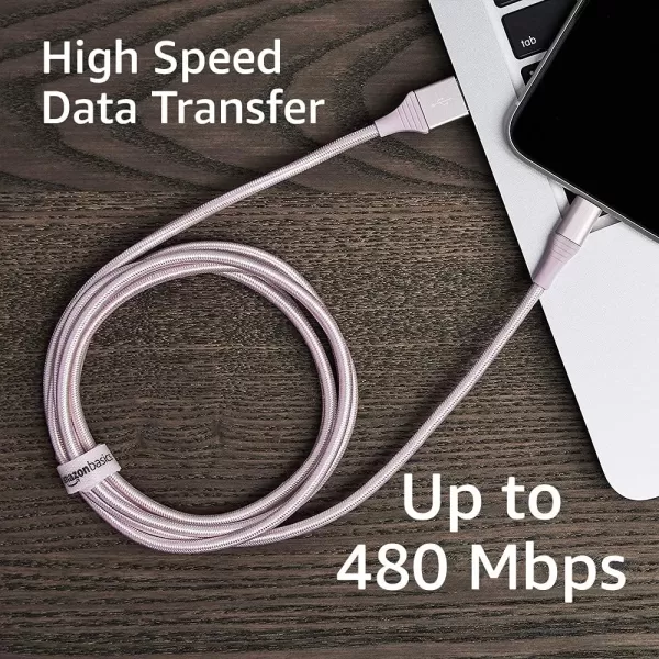 Amazon Basics USBA to Lightning Charger Cable Nylon Braided Cord MFi Certified for Apple iPhone 14 13 12 11 X Xs Pro Pro Max Plus iPad 10000 Bend Lifespan 6 Foot Dark GrayRose Gold 6 ft 2Pack