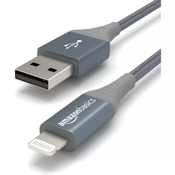 Amazon Basics USBA to Lightning Charger Cable Nylon Braided Cord MFi Certified for Apple iPhone 14 13 12 11 X Xs Pro Pro Max Plus iPad 10000 Bend Lifespan 3 Foot Dark GrayDark Gray 3 ft 1Pack