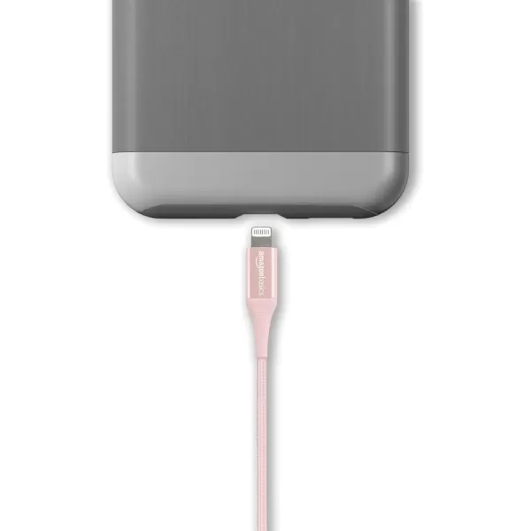 Amazon Basics USBA to Lightning Charger Cable Nylon Braided Cord MFi Certified for Apple iPhone 14 13 12 11 X Xs Pro Pro Max Plus iPad 10000 Bend Lifespan 6 Foot Dark GrayRose Gold 6 ft 1Pack