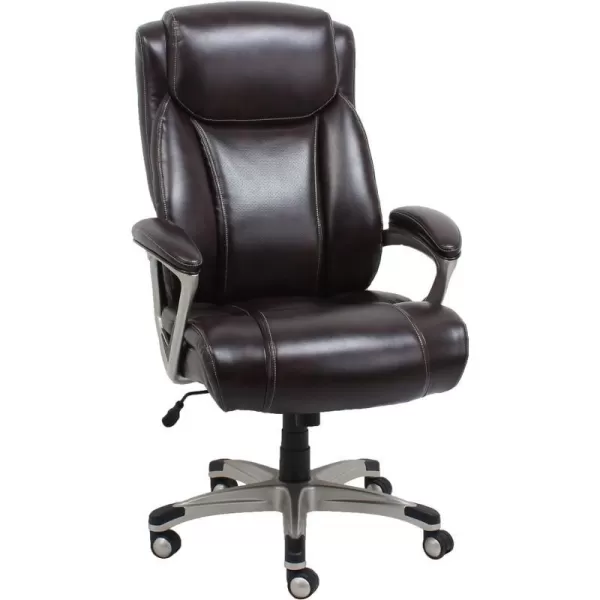 Amazon Basics Big amp Tall Executive Computer Desk Chair With Lumbar Support Adjustable Height and Tilt 350 Lb Capacity Brown With Pewter Finish 285 D x 3025 W x 479 HBrown