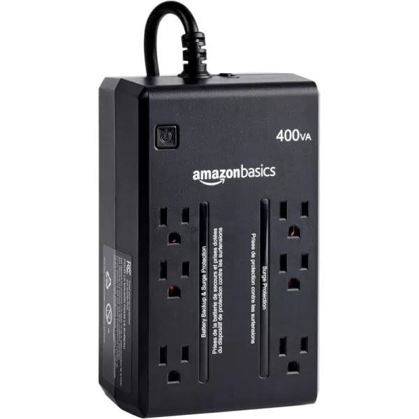 Amazon Basics Standby UPS 600VA 360W Surge Protector Battery Power Backup  8 Outlets BlackStandby 6 Outlet 400VA