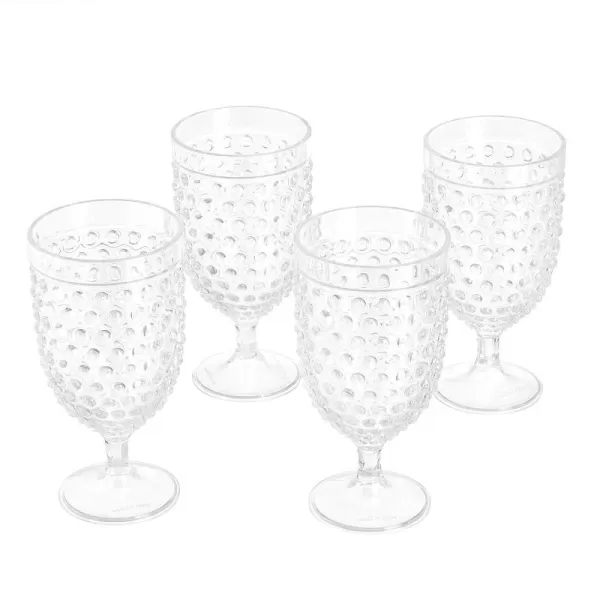 Amazon Basics Tritan Hobnail Texture Footed Iced Tea Glasses  17OuncePlastic Set of 4 ClearIced Tea Glasses