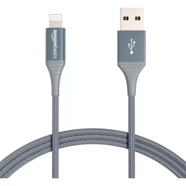 Amazon Basics USBA to Lightning Charger Cable Nylon Braided Cord MFi Certified for Apple iPhone 14 13 12 11 X Xs Pro Pro Max Plus iPad 10000 Bend Lifespan 6 Foot Dark GrayDark Gray 6 ft 2Pack