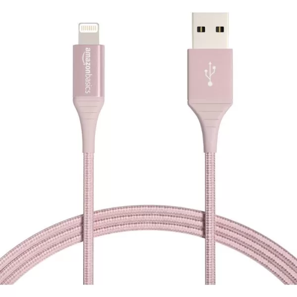 Amazon Basics USBA to Lightning Charger Cable Nylon Braided Cord MFi Certified for Apple iPhone 14 13 12 11 X Xs Pro Pro Max Plus iPad 10000 Bend Lifespan 6 Foot Dark GrayRose Gold 6 ft 2Pack