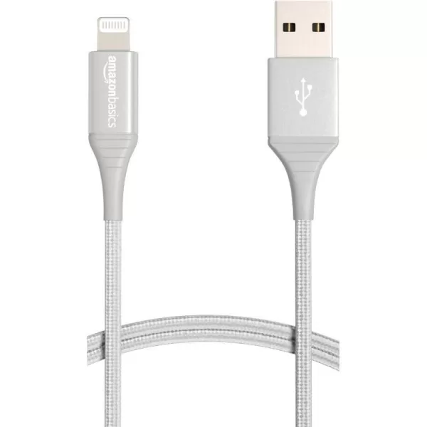 Amazon Basics USBA to Lightning Charger Cable Nylon Braided Cord MFi Certified for Apple iPhone 14 13 12 11 X Xs Pro Pro Max Plus iPad 10000 Bend Lifespan 6 Foot Dark GraySilver 6 ft 1Pack