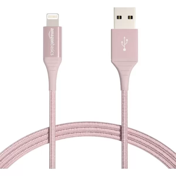 Amazon Basics USBA to Lightning Charger Cable Nylon Braided Cord MFi Certified for Apple iPhone 14 13 12 11 X Xs Pro Pro Max Plus iPad 10000 Bend Lifespan 6 Foot Dark GrayRose Gold 6 ft 1Pack