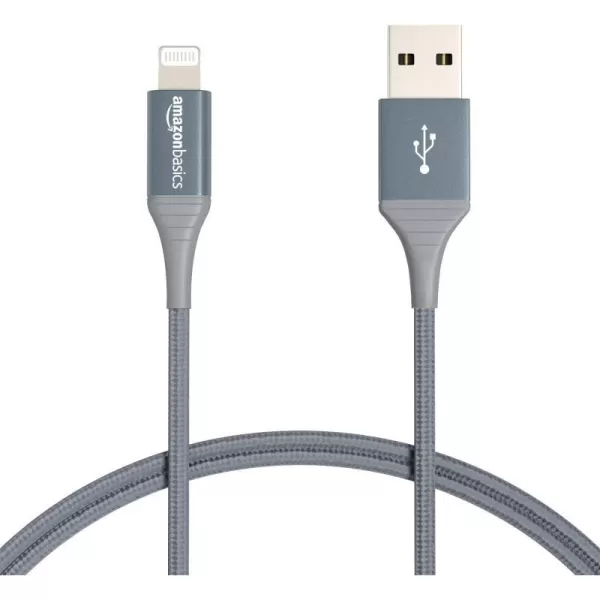 Amazon Basics USBA to Lightning Charger Cable Nylon Braided Cord MFi Certified for Apple iPhone 14 13 12 11 X Xs Pro Pro Max Plus iPad 10000 Bend Lifespan 3 Foot Dark GrayDark Gray 3 ft 1Pack