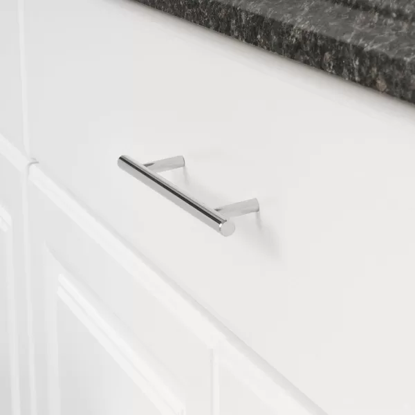 Amazon Basics Euro Bar Cabinet Handle 38inch Diameter 538inch Length 3inch Hole Center Satin Nickel 50Pack738 in Length 5 in Hole Center Polished Chrome