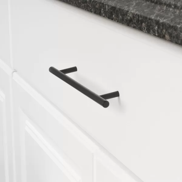 Amazon Basics Euro Bar Cabinet Handle 38inch Diameter 538inch Length 3inch Hole Center Satin Nickel 50Pack869 in Length 631 in Hole Center Flat Black