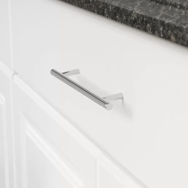 Amazon Basics Euro Bar Cabinet Handle 38inch Diameter 538inch Length 3inch Hole Center Satin Nickel 50Pack869 in Length 631 in Hole Center Polished Chrome