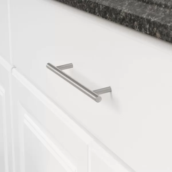 Amazon Basics Euro Bar Cabinet Handle 38inch Diameter 538inch Length 3inch Hole Center Satin Nickel 50Pack869 in Length 631 in Hole Center Satin Nickel