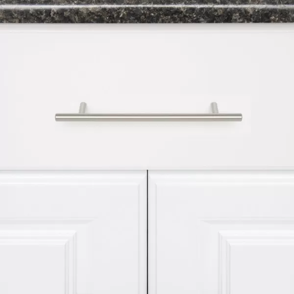Amazon Basics Euro Bar Cabinet Handle 38inch Diameter 538inch Length 3inch Hole Center Satin Nickel 50Pack869 in Length 631 in Hole Center Satin Nickel