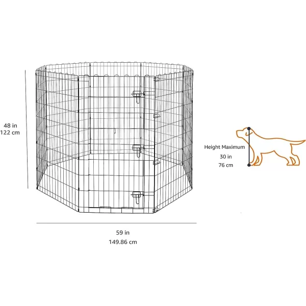 Amazon Basics Foldable Metal Exercise Pet Play Pen for Dogs Fence Pen Single Door Black 60 x 60 x 48 InchesWith door Large  48H