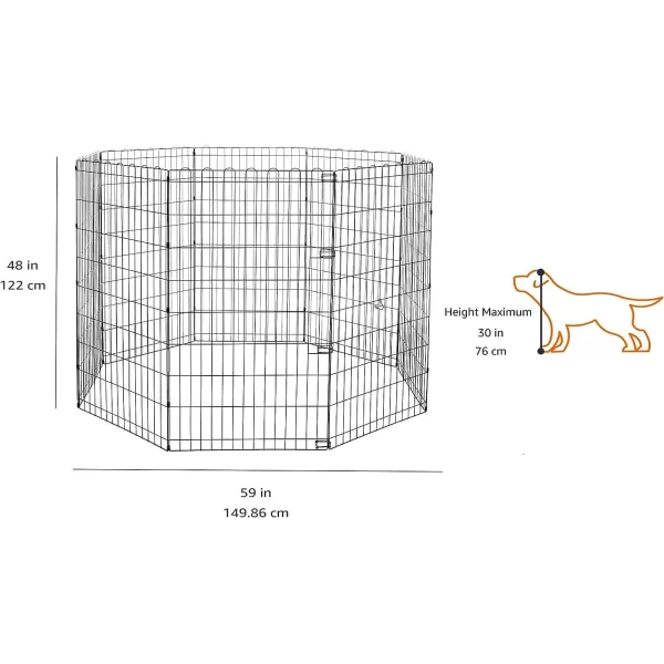 Amazon Basics Foldable Metal Exercise Pet Play Pen for Dogs Fence Pen Single Door Black 60 x 60 x 48 InchesWithout door Large  48H