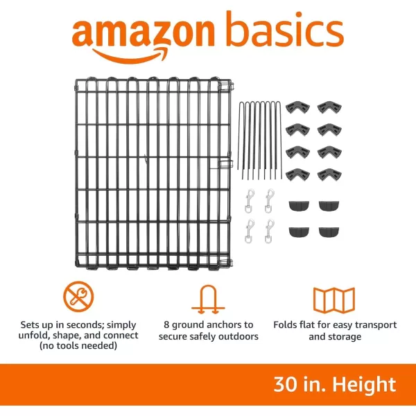 Amazon Basics Foldable Metal Exercise Pet Play Pen for Dogs Fence Pen Single Door Black 60 x 60 x 48 InchesWithout door Small  30H