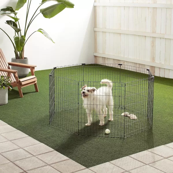 Amazon Basics Foldable Metal Exercise Pet Play Pen for Dogs Fence Pen Single Door Black 60 x 60 x 48 InchesWithout door Small  30H