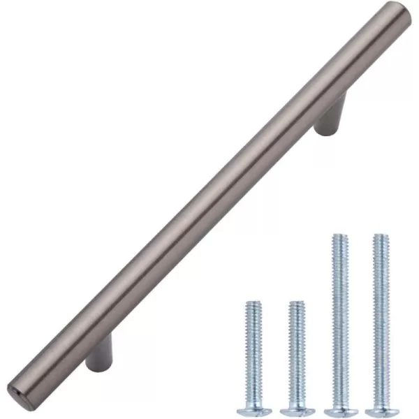 Amazon Basics Euro Bar Cabinet Handle 38inch Diameter 538inch Length 3inch Hole Center Flat Black 10Pack638 in Length 4 in Hole Center Satin Nickel