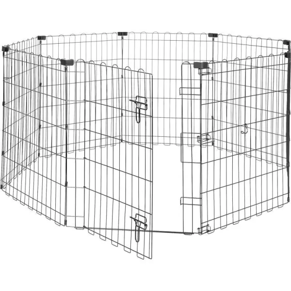 Amazon Basics Foldable Metal Exercise Pet Play Pen for Dogs Fence Pen Single Door Black 60 x 60 x 48 InchesWith door Small  30H