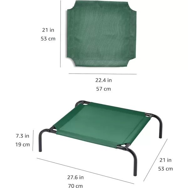 Amazon Basics Cooling Elevated Dog Bed with Metal Frame Medium 43 x 26 x 75 Inch Grey280L x 210W x 70Th Green