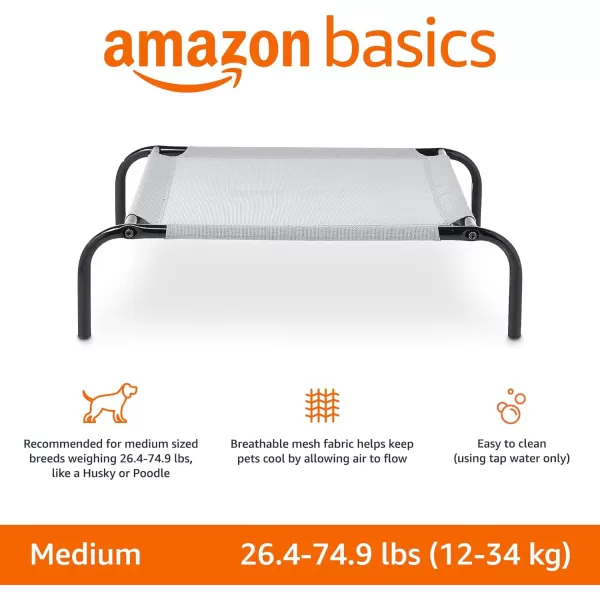 Amazon Basics Cooling Elevated Dog Bed with Metal Frame Medium 43 x 26 x 75 Inch Grey430L x 260W x 75Th Grey