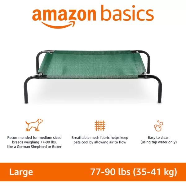 Amazon Basics Cooling Elevated Dog Bed with Metal Frame Medium 43 x 26 x 75 Inch Grey51 x 31 x 8 Inch Green