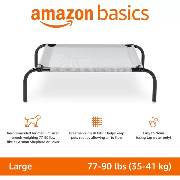 Amazon Basics Cooling Elevated Dog Bed with Metal Frame Medium 43 x 26 x 75 Inch Grey510L x 310W x 80Th Grey