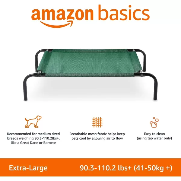 Amazon Basics Cooling Elevated Dog Bed with Metal Frame Medium 43 x 26 x 75 Inch Grey600L x 370W x 90Th Green