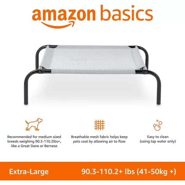 Amazon Basics Cooling Elevated Dog Bed with Metal Frame Medium 43 x 26 x 75 Inch Grey601L x 371W x 89Th Grey