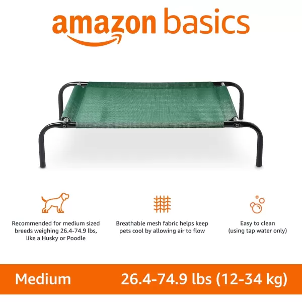Amazon Basics Cooling Elevated Dog Bed with Metal Frame Medium 43 x 26 x 75 Inch Grey77L x 256W x 77Th Green