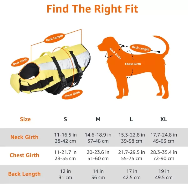 Amazon Basics Dog Adjustable Life Jacket with Reflective Stripes Yellow XLargeLarge Yellow