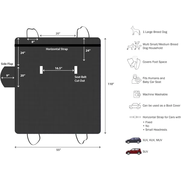 Amazon Basics Waterproof Car Back Bench Seat Cover Protector for Pets  56 x 47 BlackAmazon Basics Waterproof Car Back Bench Seat Cover Protector for Pets  56 x 47 Black