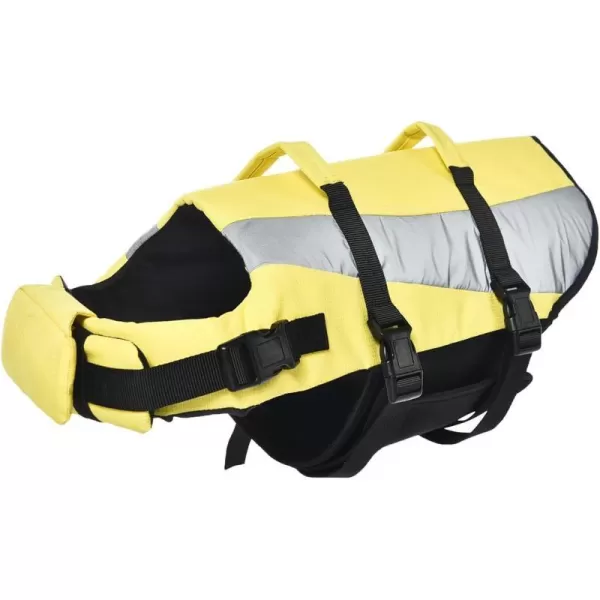 Amazon Basics Dog Adjustable Life Jacket with Reflective Stripes Yellow XLargeXLarge Yellow