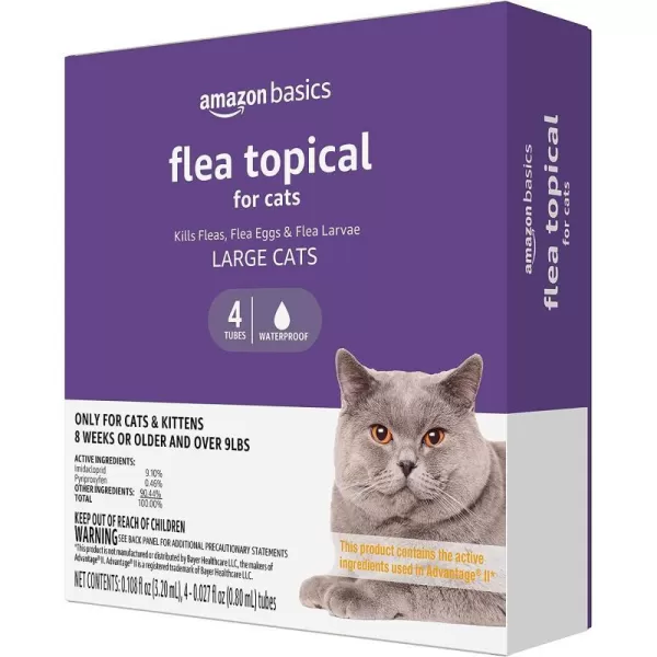 Amazon Basics Flea Topical for Medium Cats 59 pounds 6 CountLarge Cats over 9 lbs 4 Count