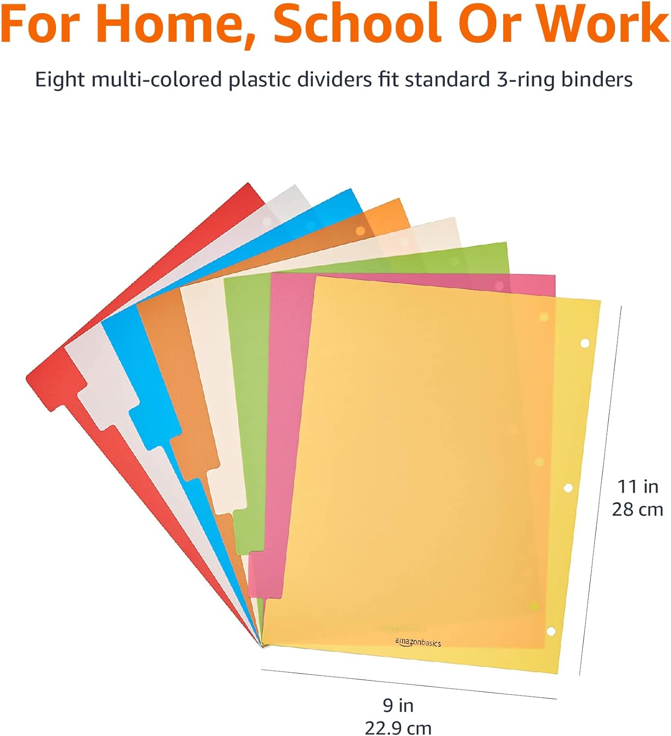 Amazon Basics 3Ring Binder Plastic Divider Set 3Hole Punched Letter Size 8Tab Dividers 6 Pack Assorted ColorAmazon Basics 3Ring Binder Plastic Divider Set 3Hole Punched Letter Size 8Tab Dividers 6 Pack Assorted Color