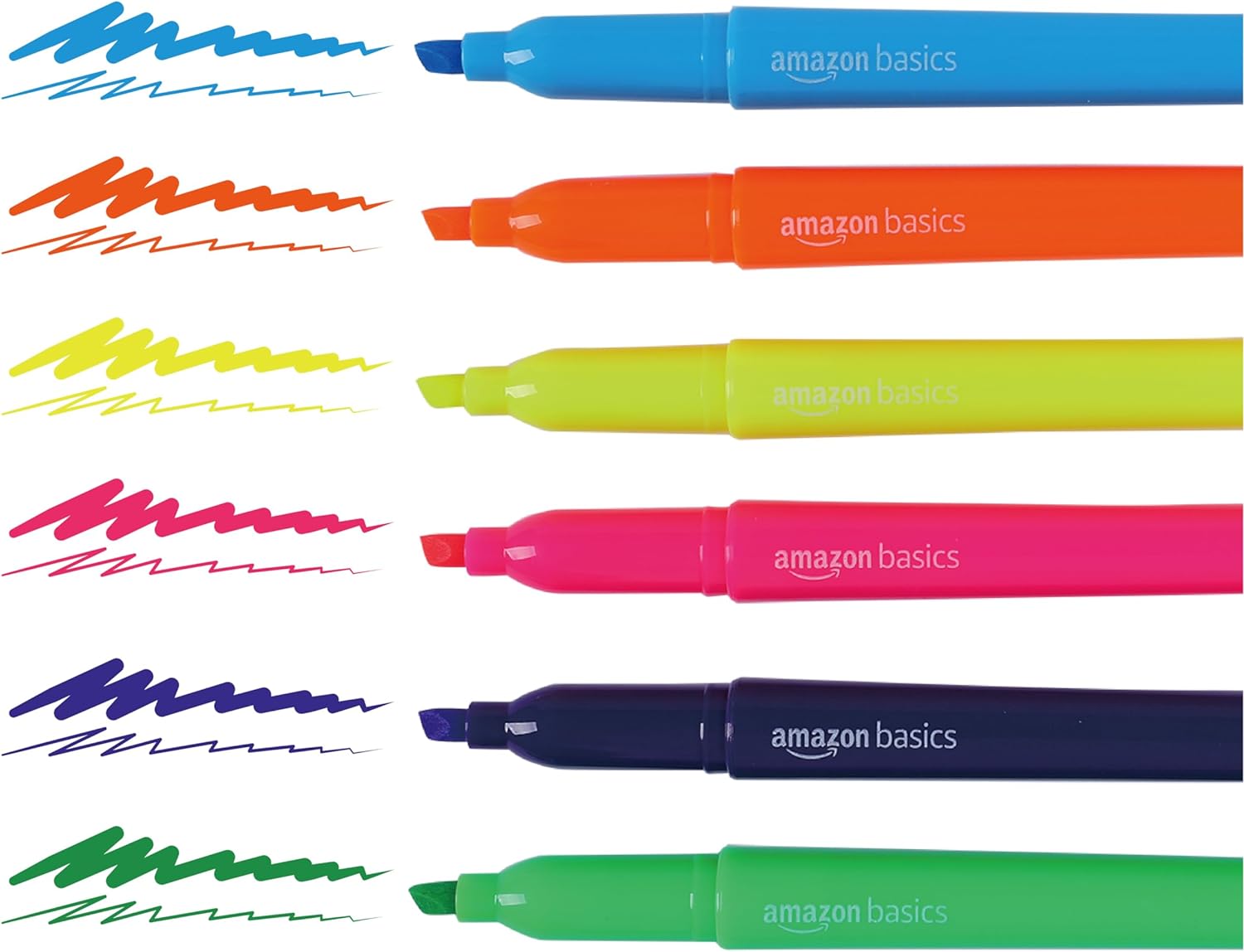 Amazon Basics Chisel Tip Fluorescent Ink Highlighters Assorted Colors  Pack of 1212 Pack