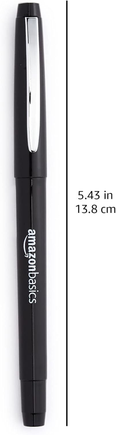 Amazon Basics Felt Tip Marker Pens 12Pack Assorted ColorsBlack 12 Pack