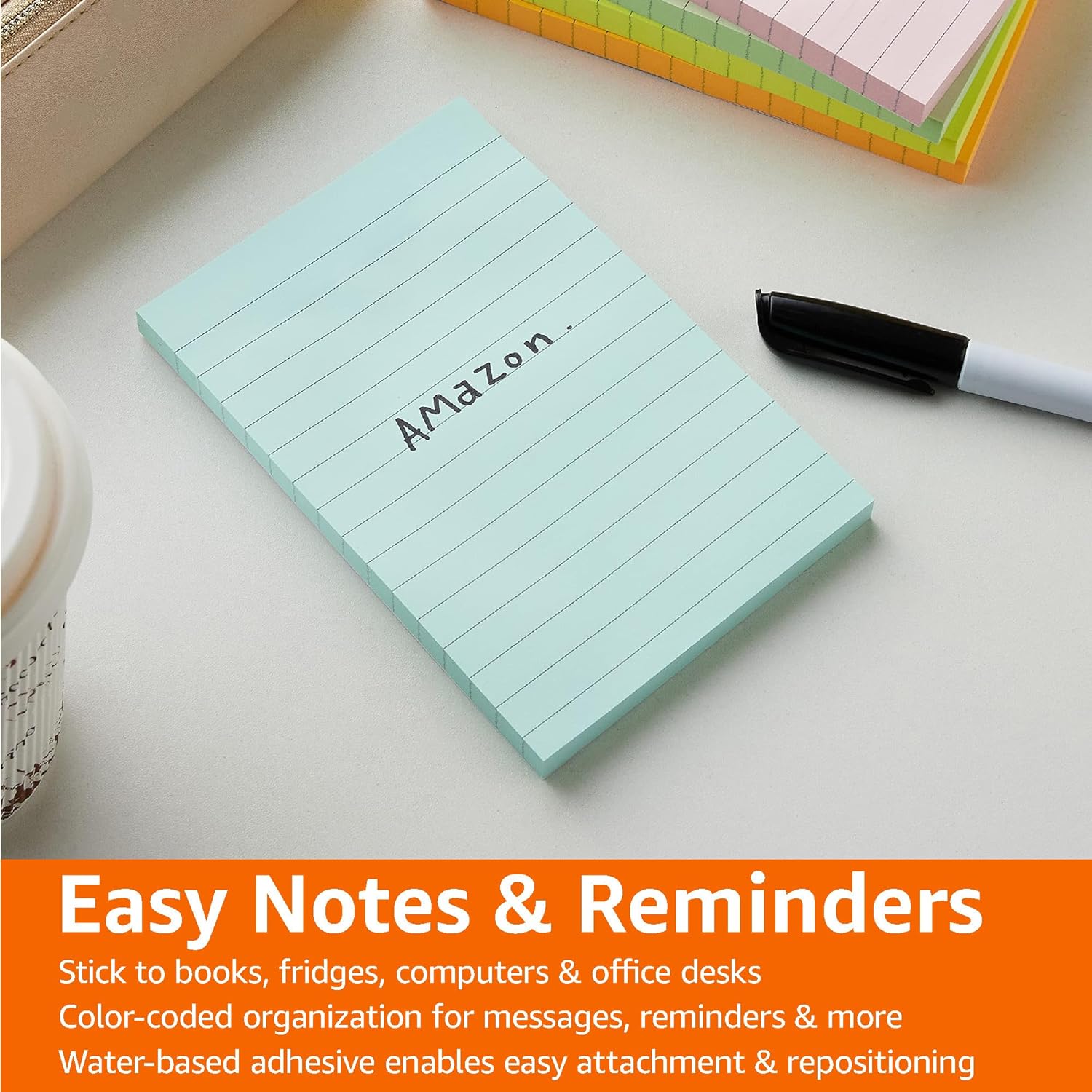 Amazon Basics Lined Sticky Notes 4 x 6Inch Assorted Colors 5PackAmazon Basics Lined Sticky Notes 4 x 6Inch Assorted Colors 5Pack
