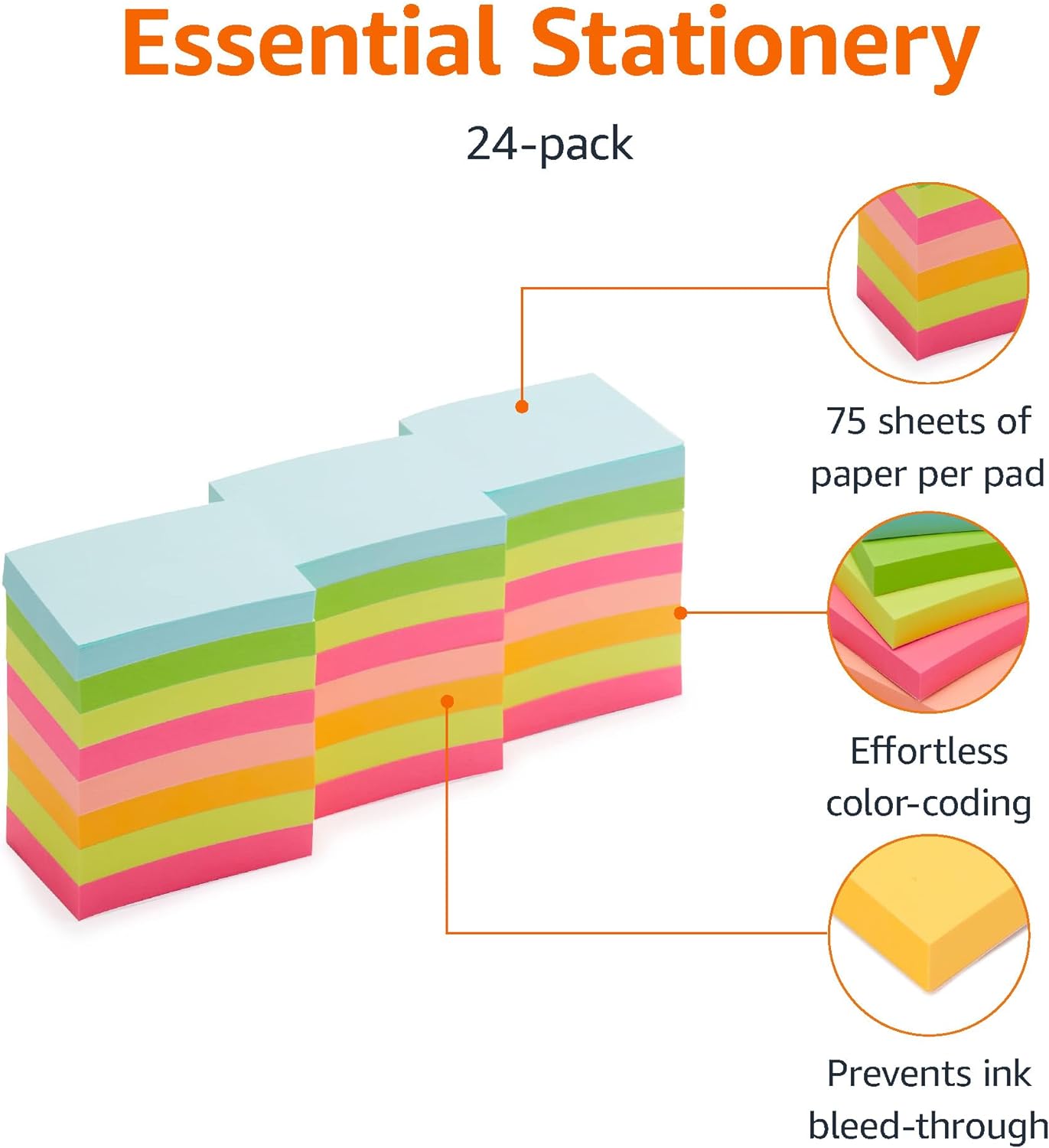 Amazon Basics Mini Rectangular Sticky Notes 15 x 2Inch Assorted Colors 24PackAmazon Basics Mini Rectangular Sticky Notes 15 x 2Inch Assorted Colors 24Pack