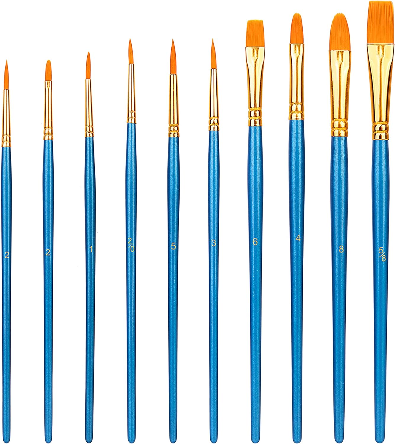 Amazon Basics PBT Paint Brushes for Acrylic Oil Watercolor 10 Different Sizes Brush Set BlueAmazon Basics PBT Paint Brushes for Acrylic Oil Watercolor 10 Different Sizes Brush Set Blue