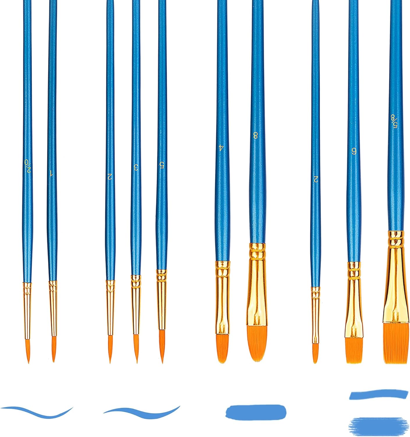 Amazon Basics PBT Paint Brushes for Acrylic Oil Watercolor 10 Different Sizes Brush Set BlueAmazon Basics PBT Paint Brushes for Acrylic Oil Watercolor 10 Different Sizes Brush Set Blue