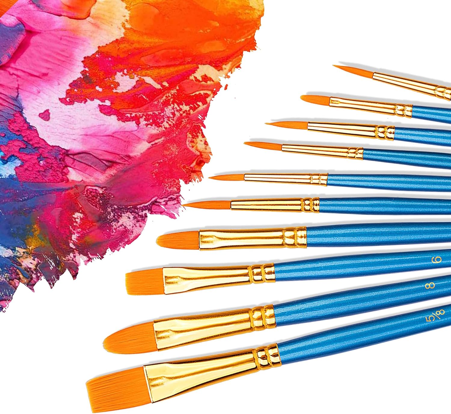 Amazon Basics PBT Paint Brushes for Acrylic Oil Watercolor 10 Different Sizes Brush Set BlueAmazon Basics PBT Paint Brushes for Acrylic Oil Watercolor 10 Different Sizes Brush Set Blue