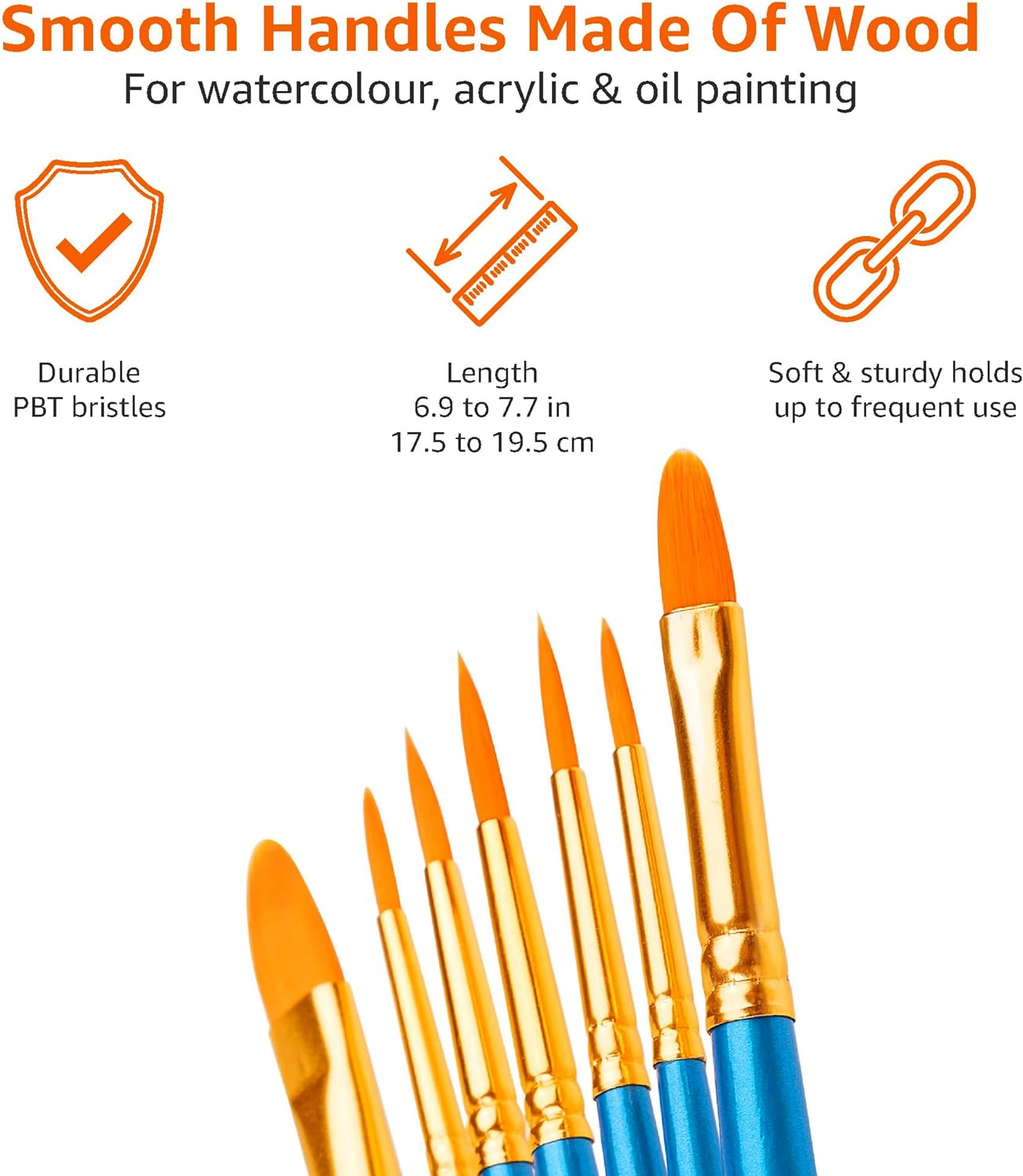 Amazon Basics PBT Paint Brushes for Acrylic Oil Watercolor 10 Different Sizes Brush Set BlueAmazon Basics PBT Paint Brushes for Acrylic Oil Watercolor 10 Different Sizes Brush Set Blue