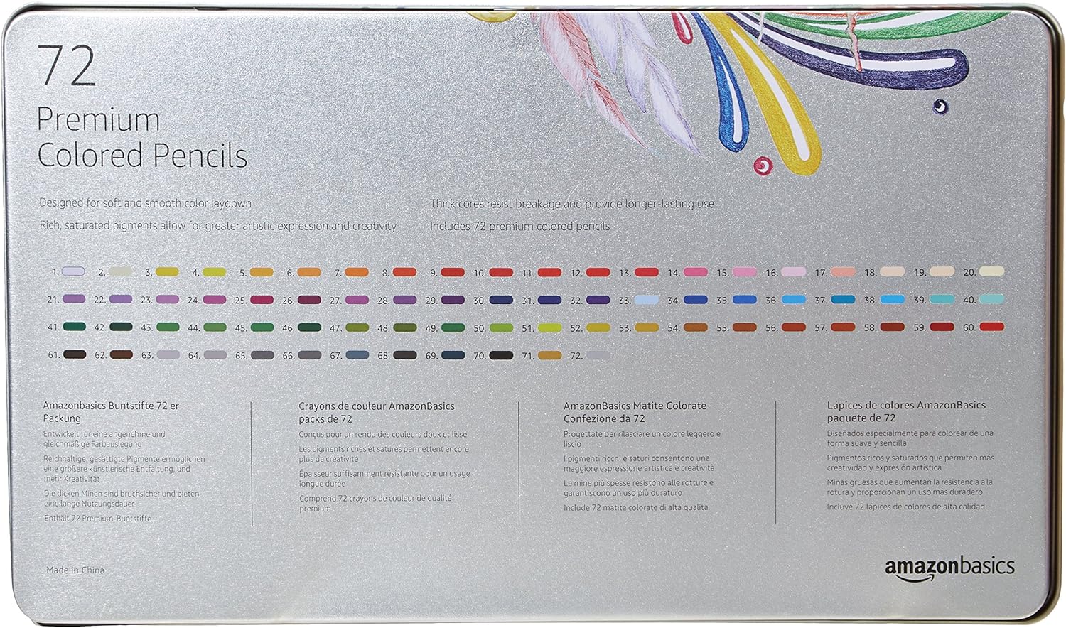 Amazon Basics Premium Colored Pencils Soft Core 24 Count Pack of 1 Multicolor72 Count Pack of 1