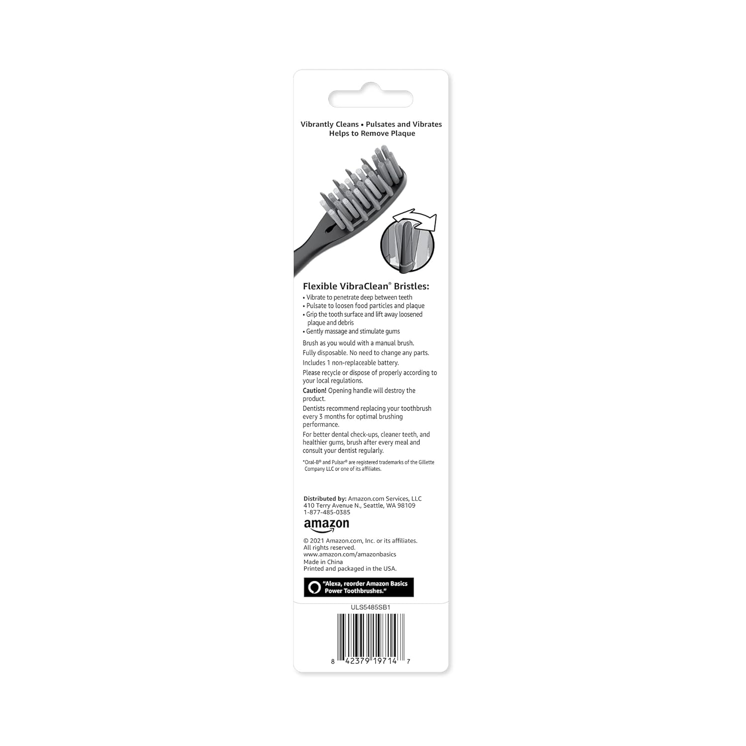 Amazon Basics Pulsating Deep Cleaning Toothbrushes with Soft Bristles 2 Count Assorted ColorsAssorted 2 Count Pack of 1