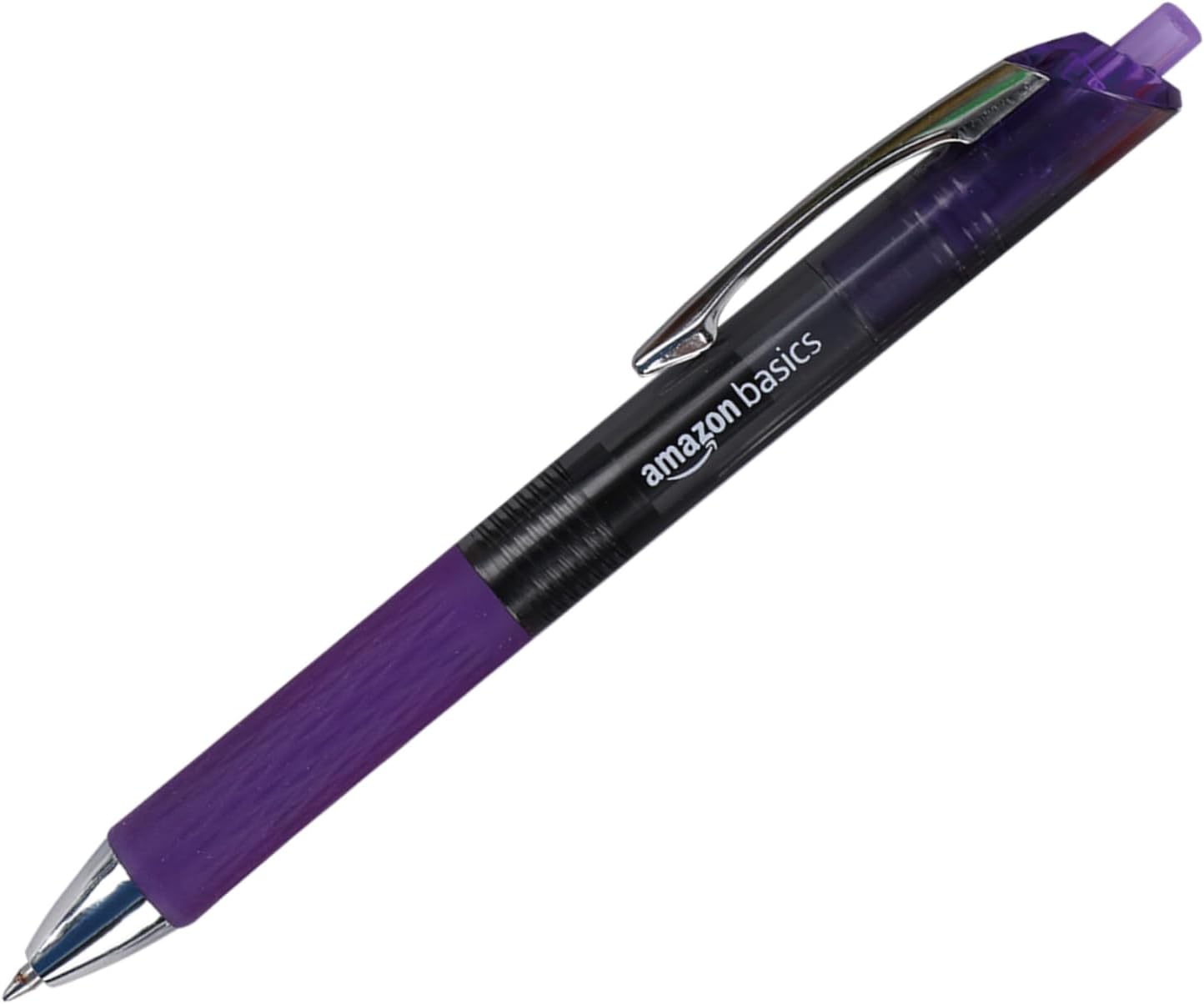 Amazon Basics Retractable Gel Pens Fine Point 07mm Assorted Colors 12 Count Pack of 1Assorted